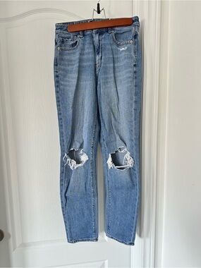American Eagle Outfitters Light Blue Straight Leg Ripped Jeans